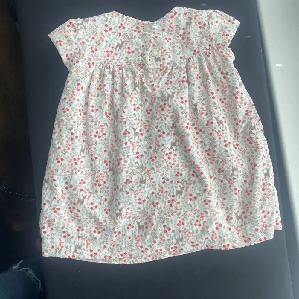 Gymboree Baby Dress 6-12 Months Floral Corduroy Bow Fall 2016 Woodland Deer